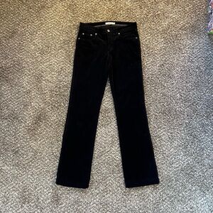 Peruvian Connection black velvet corduroy straight leg pants minimalist chic